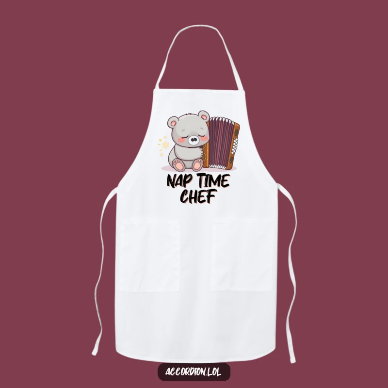 Funny Bear Accordion Apron: Relax in the Kitchen with a Sleepy Grey Bear