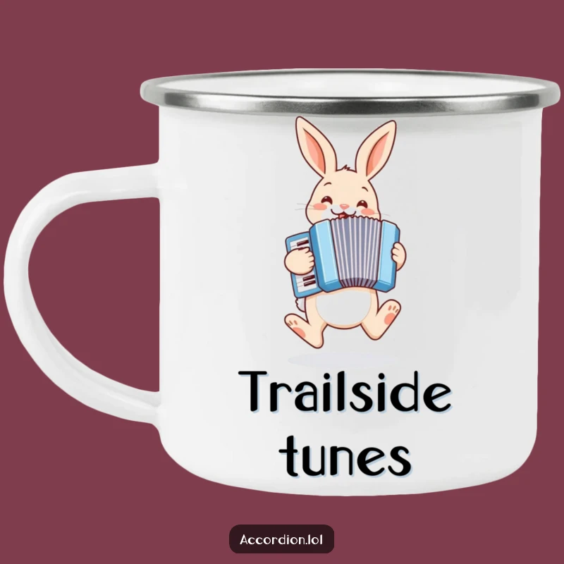 Funny Bunny Accordion Camping Mug: Hopping Outdoorsman, Adventure Humor Gift