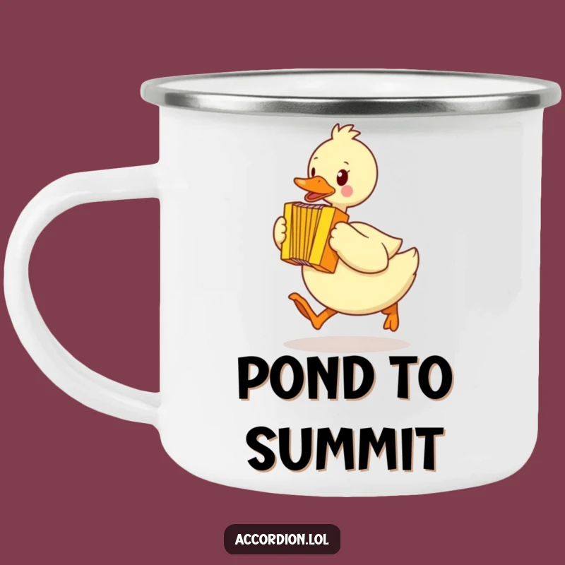 Funny Duck Accordion Camping Mug: Waddling Outdoorsman, Adventure Humor Gift