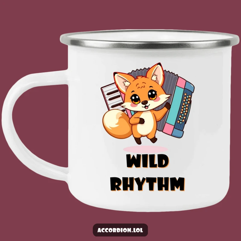 Funny Fox Accordion Camping Mug: Adventure with Musical Foxes