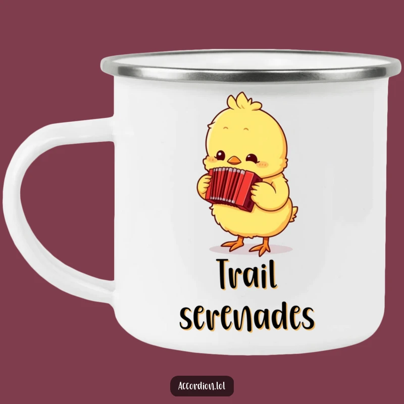 Funny Chick Accordion Camping Mug: Your Cheerful Musical Companion for Outdoor Adventures