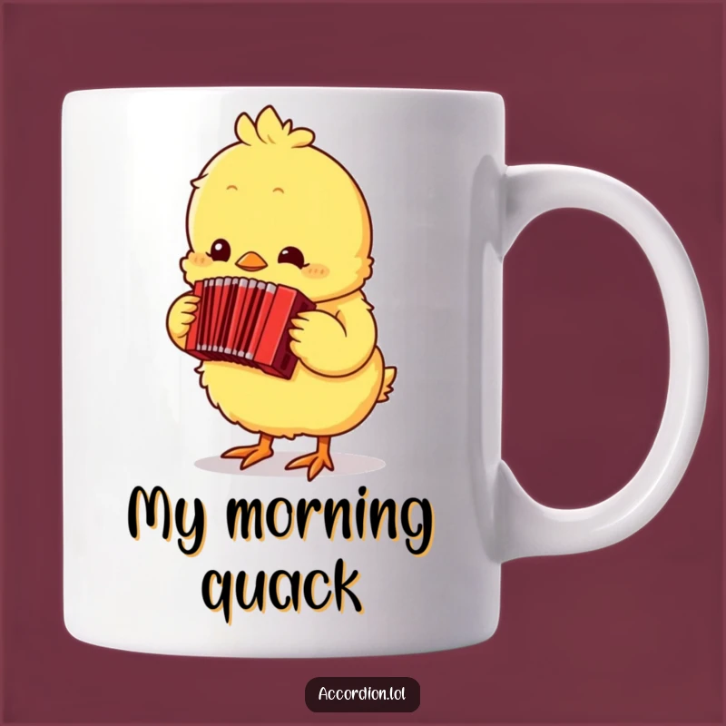 Funny Chick Accordion Mug: A Joyful Musician Chick Playing a Tiny Red Accordion, Perfect Gift