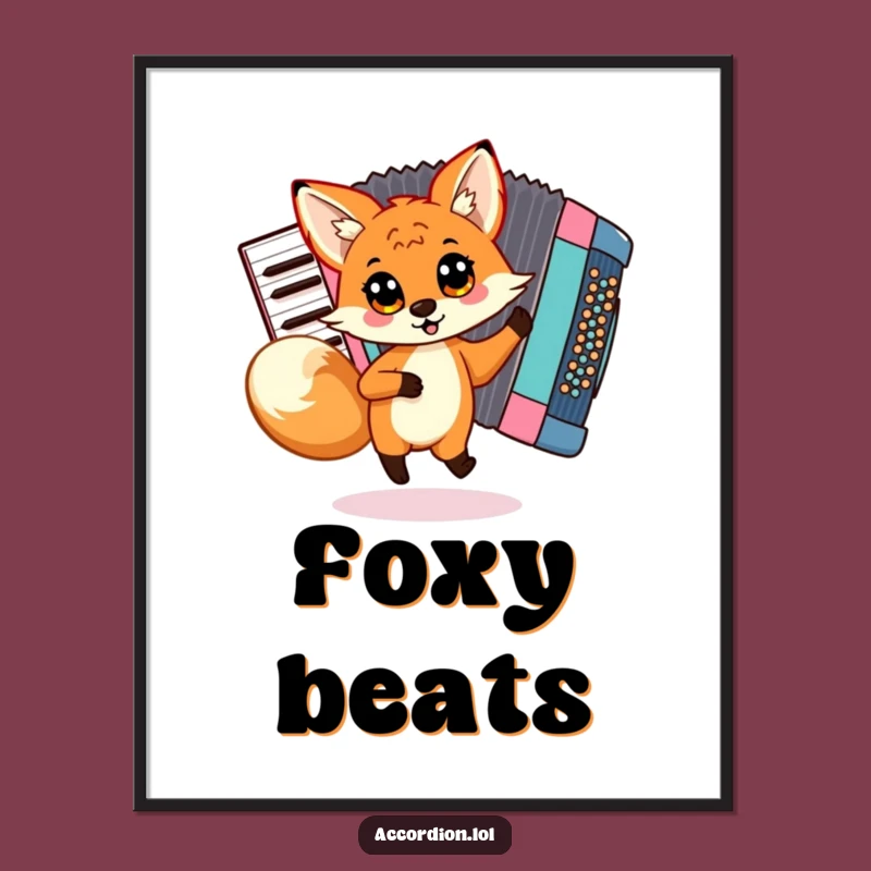 Funny Fox Accordion Digital Art: Instant Dance Party for Your Walls