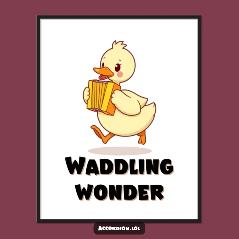 Funny Duck Accordion Digital Print: Waddling Art Download, Instant Humorous Decor