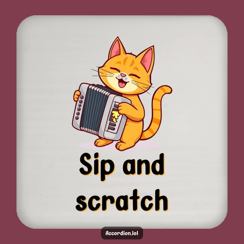 Funny Cat Accordion Drink Coaster: Protect Surfaces with a Mischievous Orange Cat