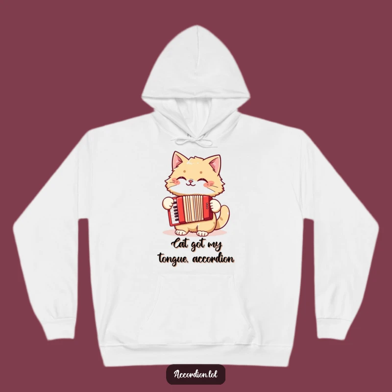 Funny Cat Accordion Hoodie: Cozy Feline Music Sweatshirt, Ideal Humorous Present