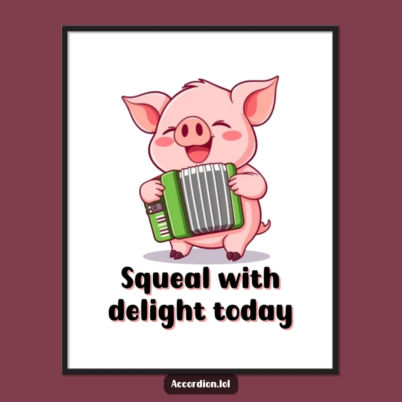 Funny Free Printable Wall Art: Pig Playing Accordion, Humorous Downloadable Art Gift