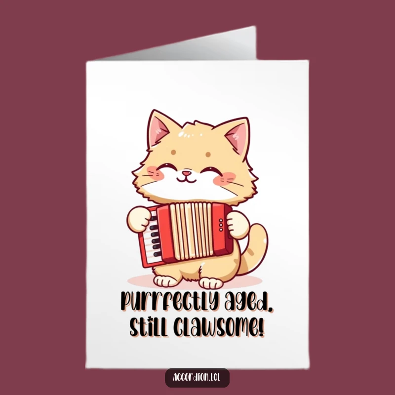 Free Printable Birthday Card: Funny Cat Accordion Player Hilarious Downloadable Gift
