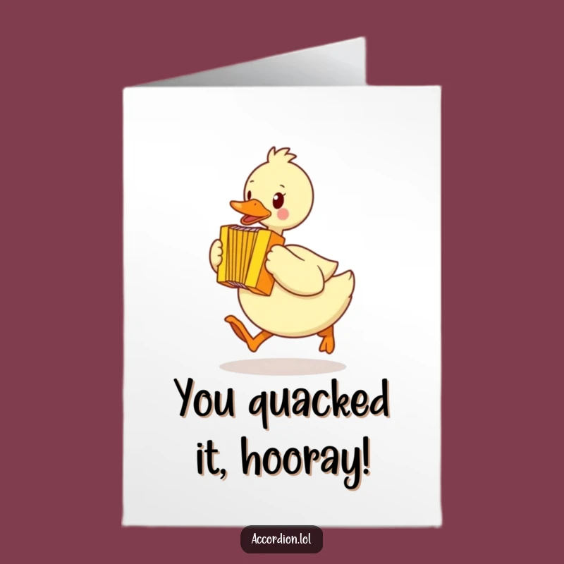Free Printable Congrats Card: Duck Accordionist Celebration Downloadable Fun
