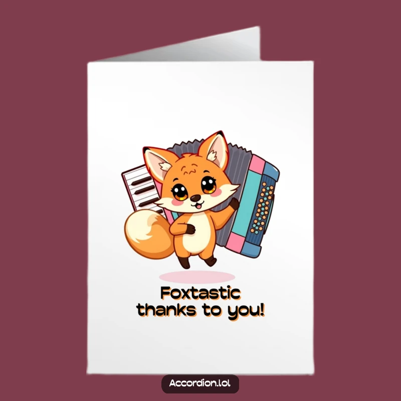 Free Printable Fox Accordion Thank You - Dancing Thanks Downloadable Greeting!