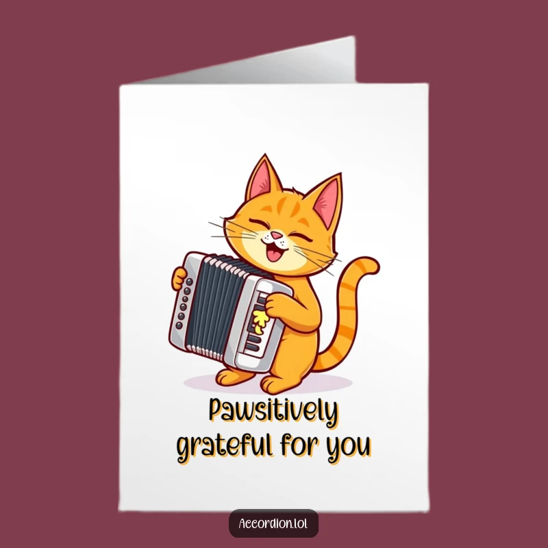Free Printable Thank You Card: Cat Accordion, Downloadable Humorous DIY Gift