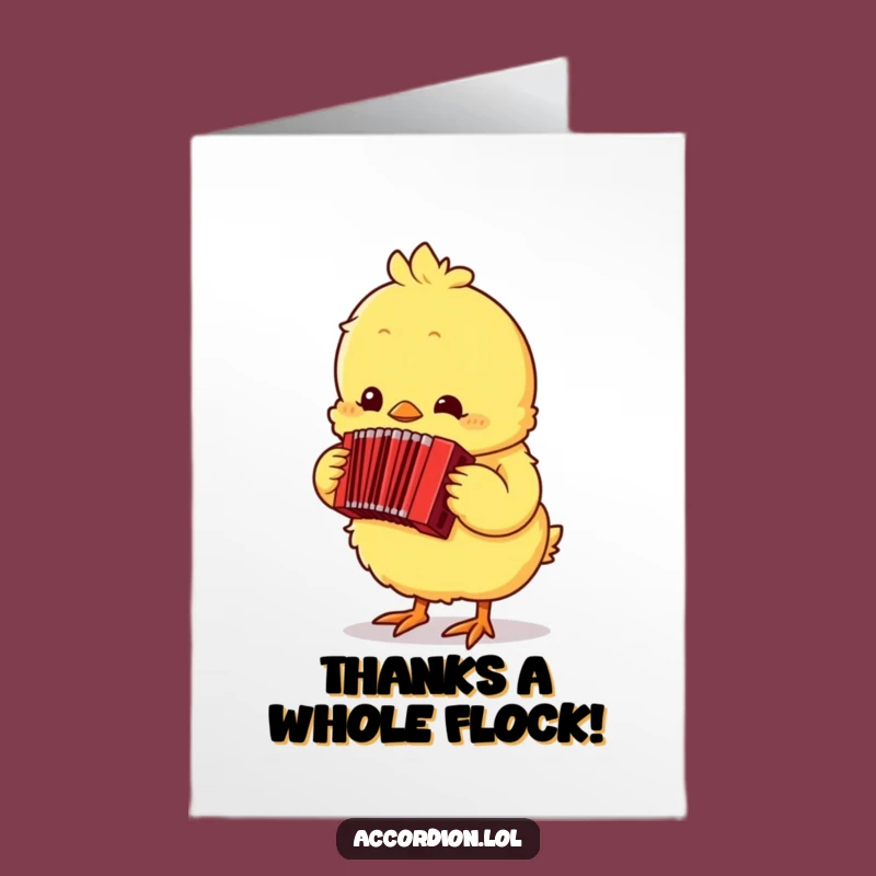 Free Printable Thank You Card: Chick Accordion, Downloadable Humorous DIY Gift
