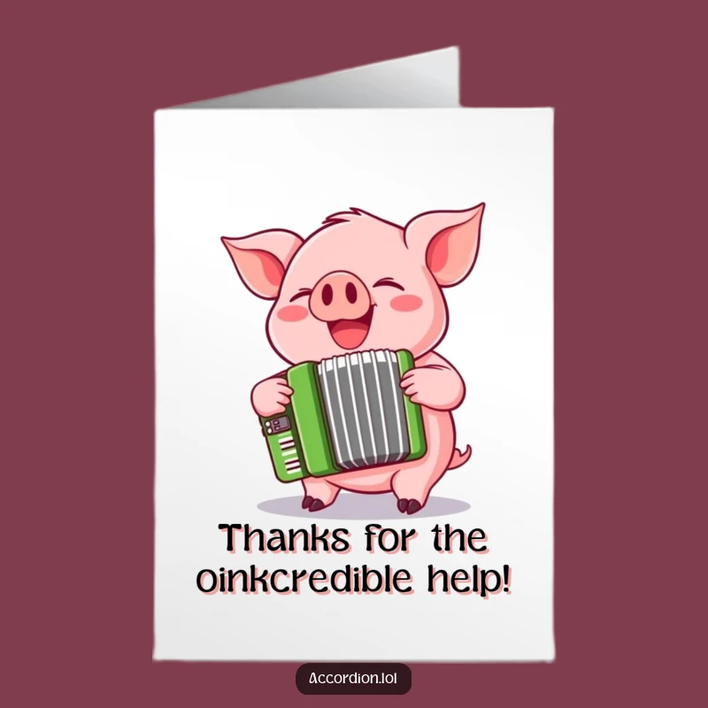 Free Printable Thank You Card: Pig Accordion, Downloadable Humorous DIY Gift