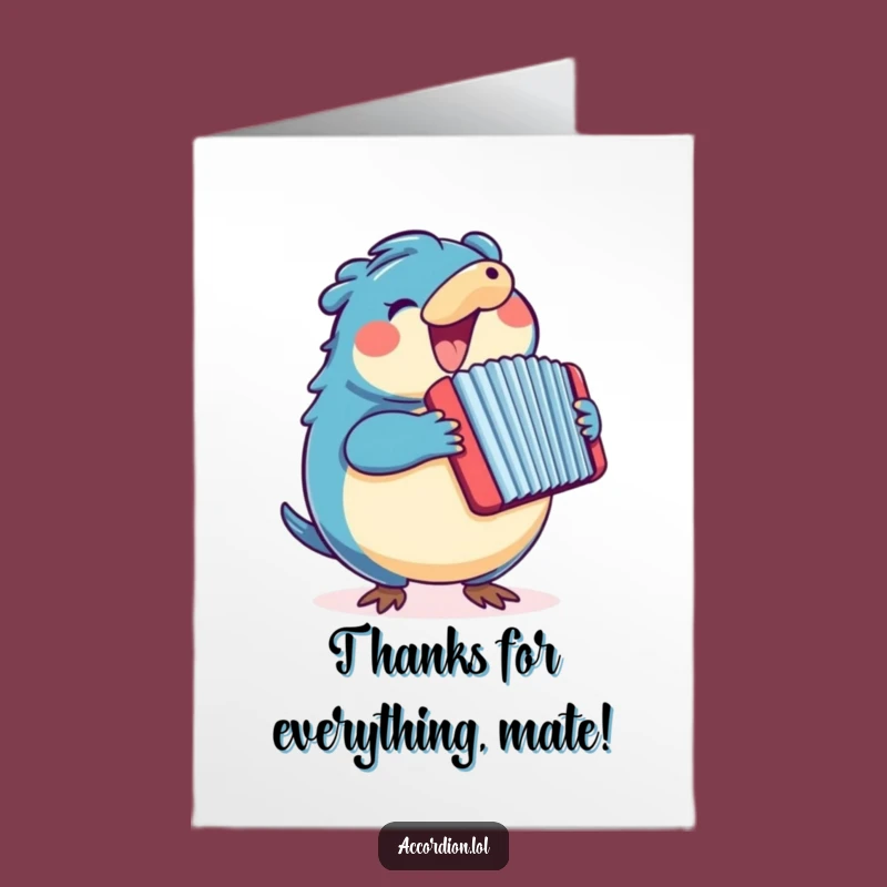 Free Printable Thank You Card: Platypus Accordion, Downloadable Humorous DIY Gift