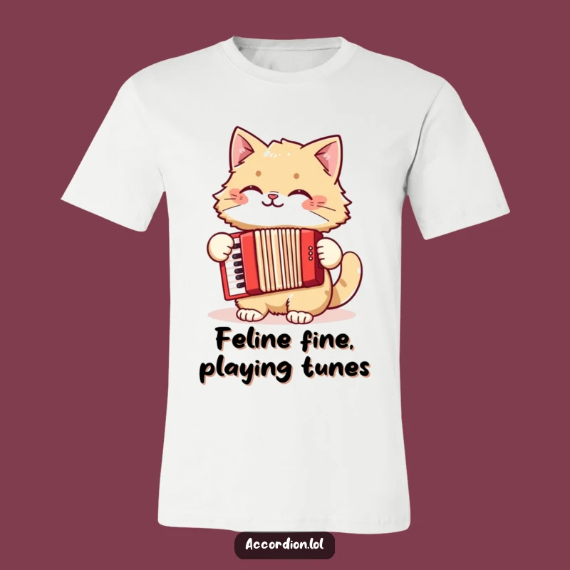 Funny Cat Accordion T-Shirt: Grinning Feline Maestro Outfit, Perfect Humorous Gift