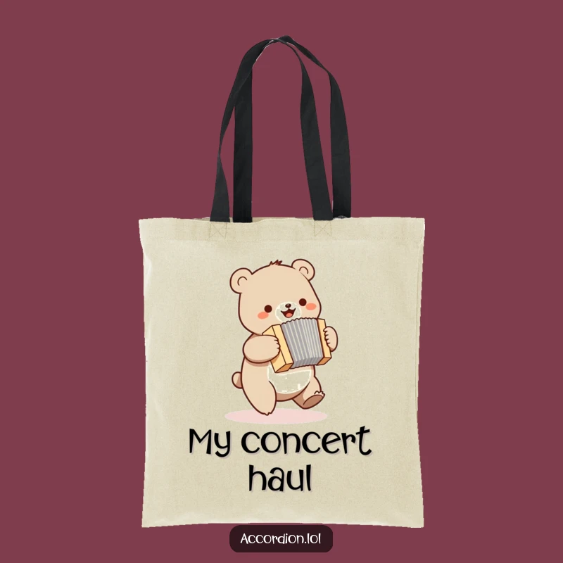 Funny Bear Accordion Tote Bag: Bouncing Bear Music Accessory, Whimsical Humor Gift